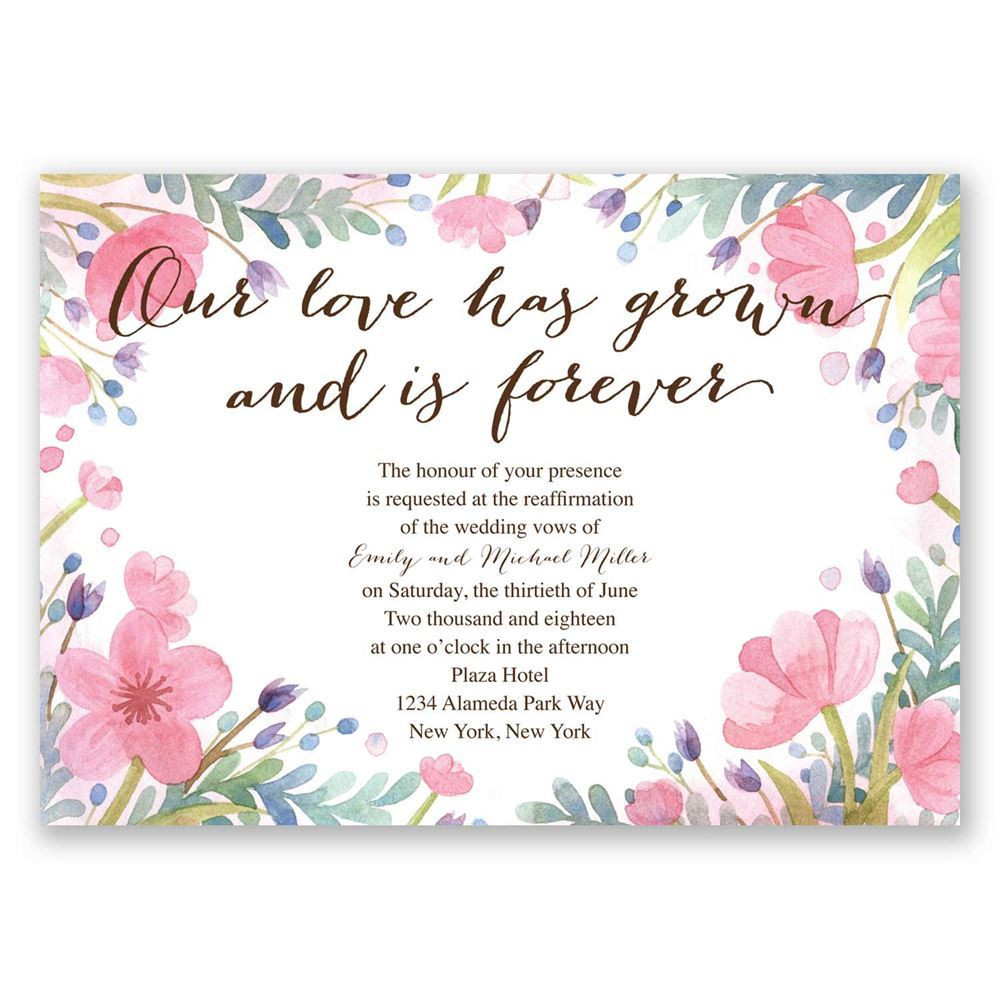 Wedding Vow Renewal Invitation Wording
 Love Grows Vow Renewal Invitation