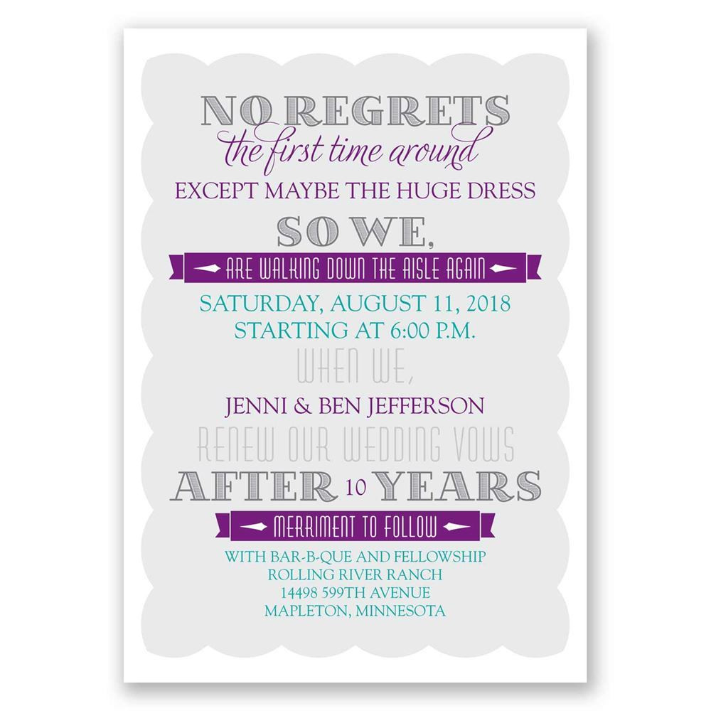 Wedding Vow Renewal Invitation Wording
 No Regrets Vow Renewal Invitation