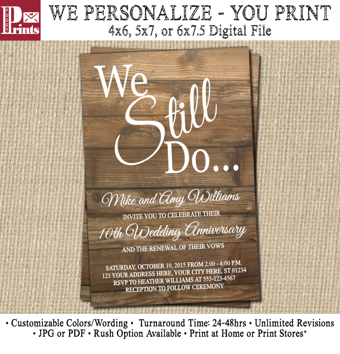 Wedding Vow Renewal Invitation Wording
 Vow Renewal Invitation Wedding Anniversary by PuggyPrints