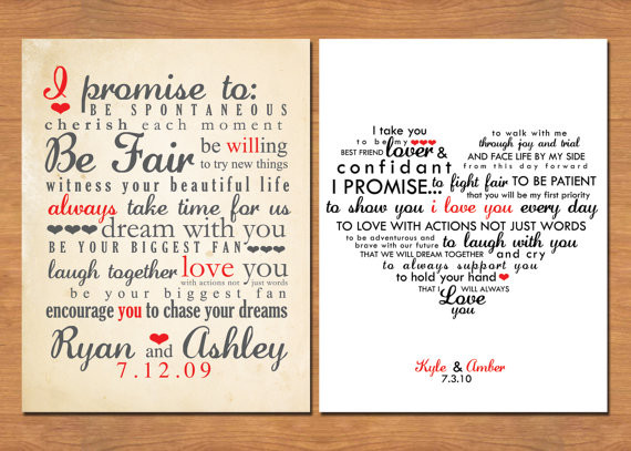 Wedding Vows
 Wedding Vow Keepsake What Would Yours Say