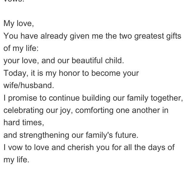 Wedding Vows For Couples With Children
 Wedding Vows for couples who have children Beautiful