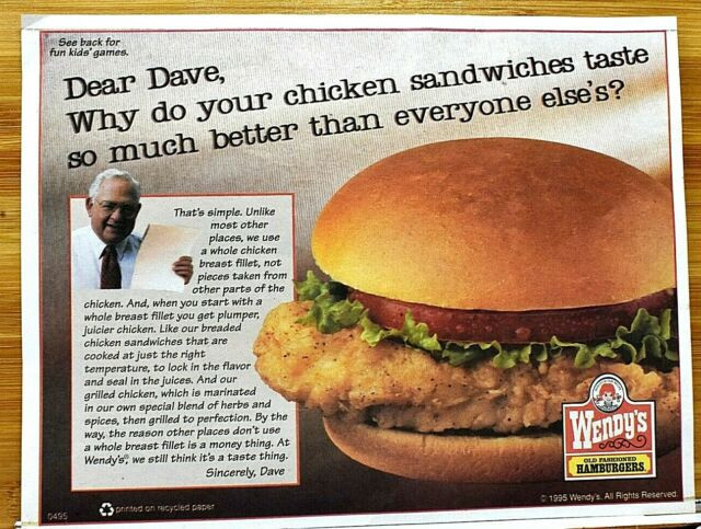 Wendy'S Chicken Sandwiches
 RARE ORIGINAL 1996 WENDY S CHICKEN SANDWICHES TASTE BETTER