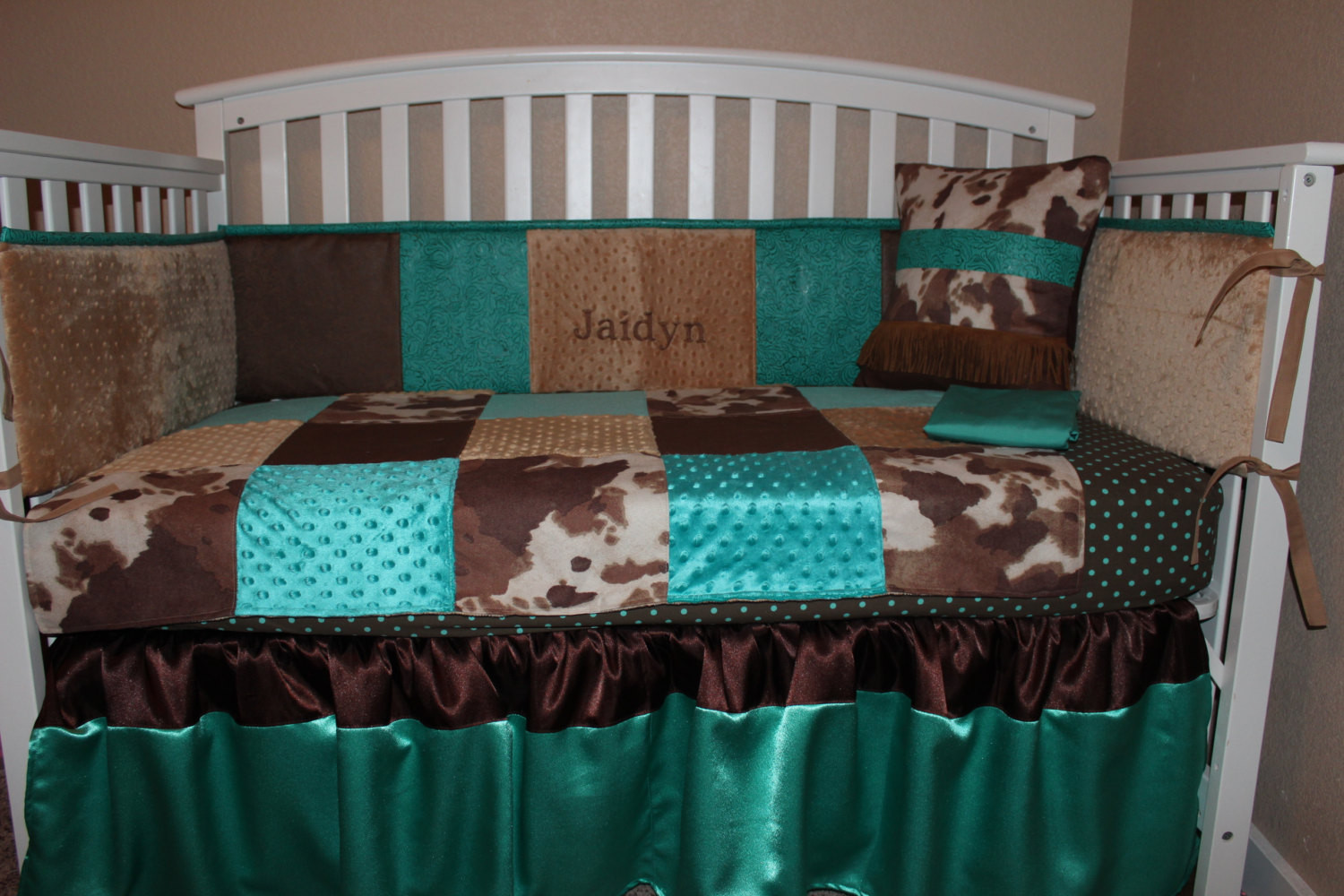 Western Baby Decor
 Cowhide Western Crib Baby Bedding Leather Patchwork