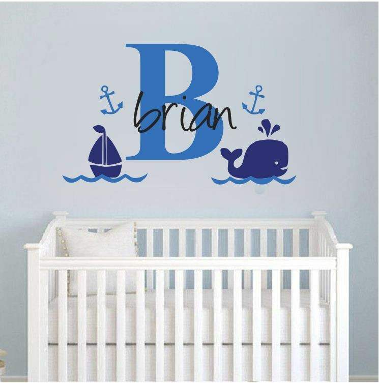 Whale Decor For Baby Room
 wall stickers custom name whale sail boat kids baby vinyl