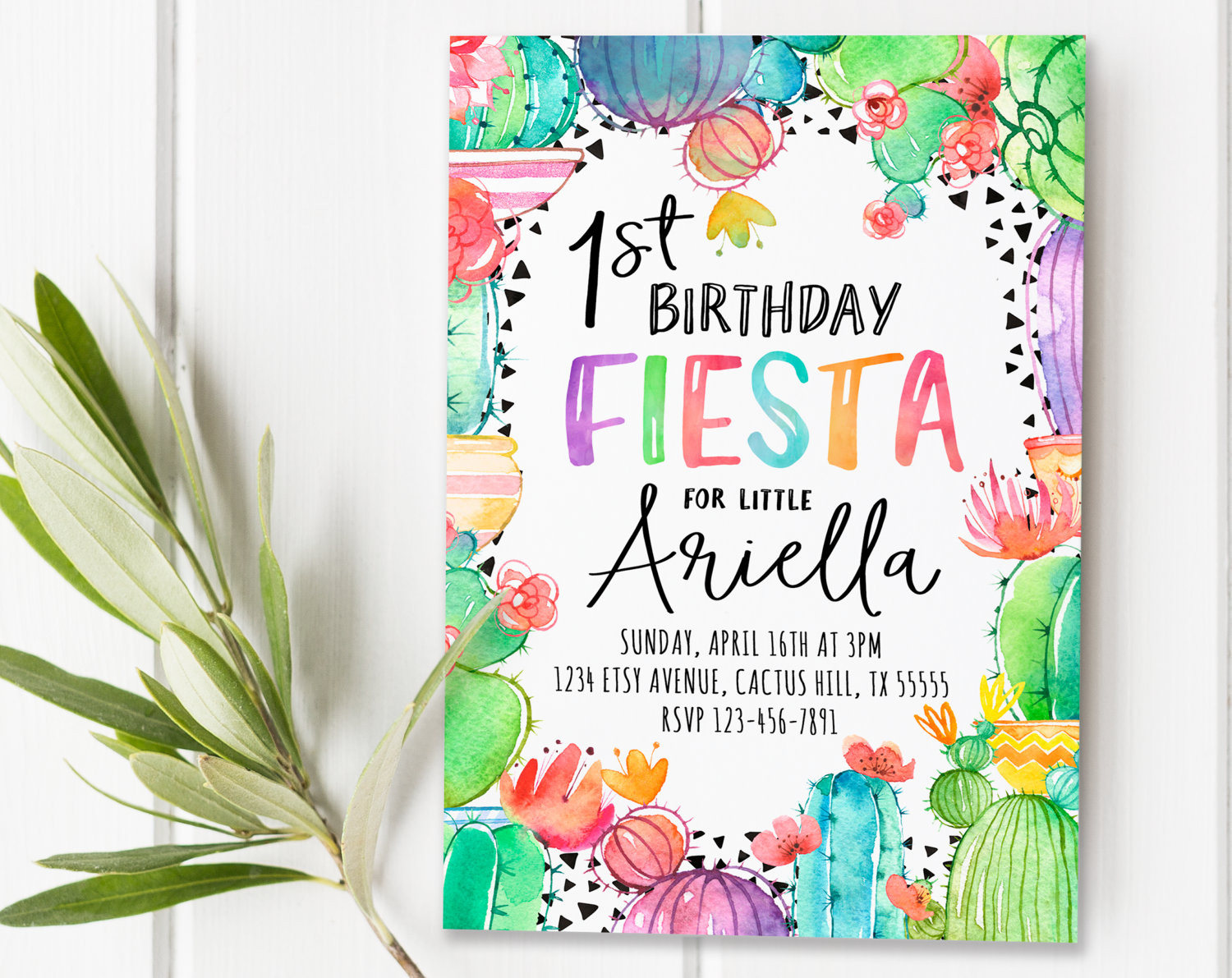 Where To Buy Birthday Invitations
 Cactus First Birthday Party Invitations Invites for Girls