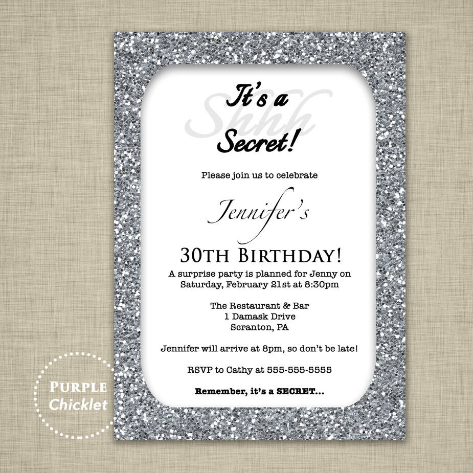 Where To Buy Birthday Invitations
 30th Birthday Invitation Silver Glitter Glam Surprise Party