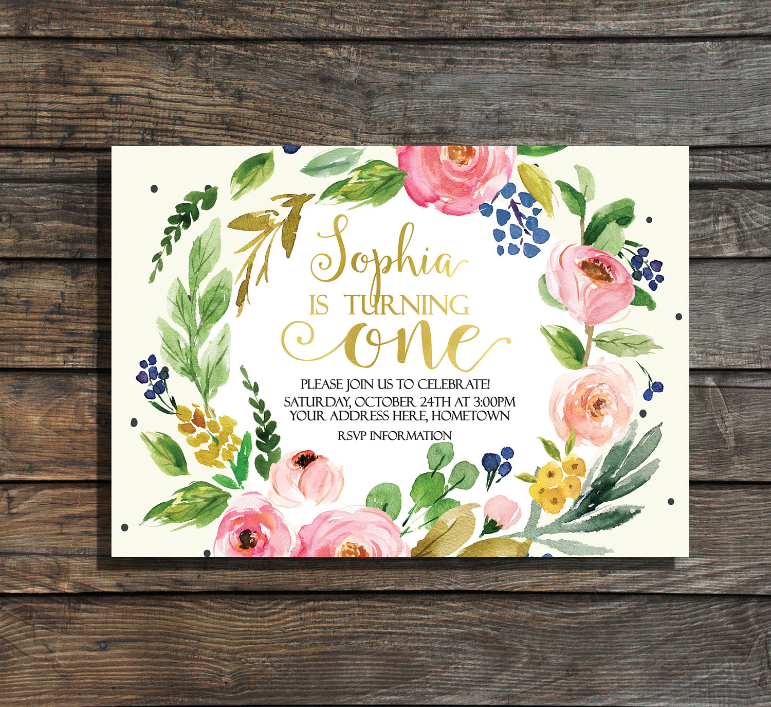 Where To Buy Birthday Invitations
 First birthday invitation girls Floral First birthday