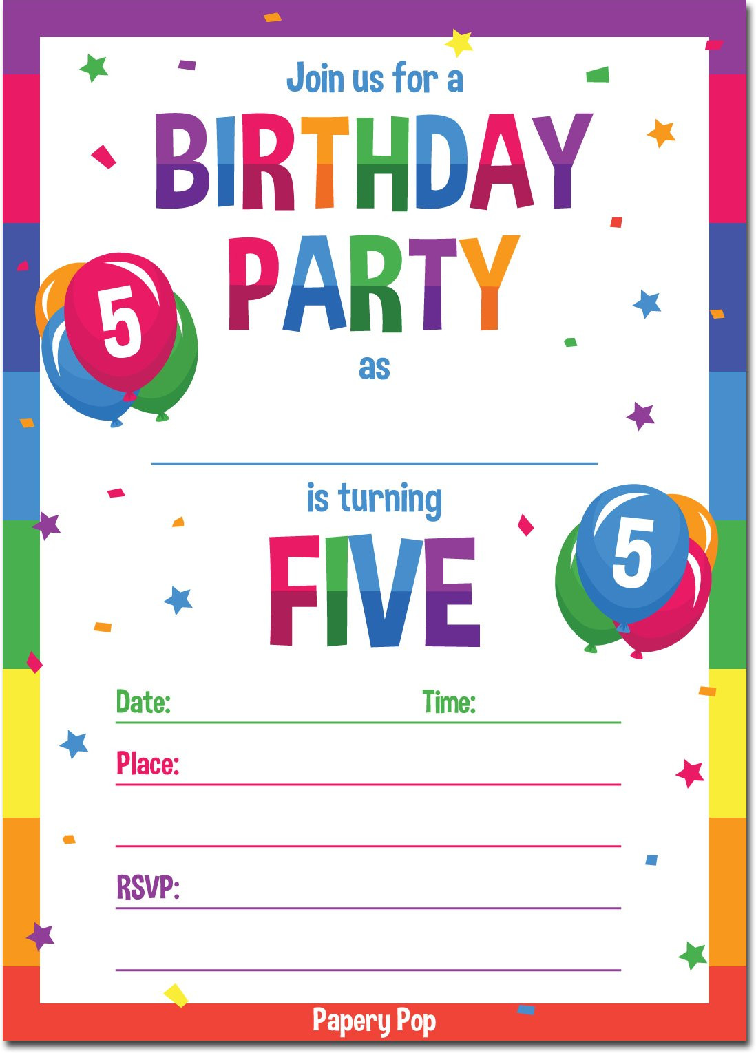 Where To Buy Birthday Invitations
 Buy 5th Birthday Party Invitations with Envelopes 15