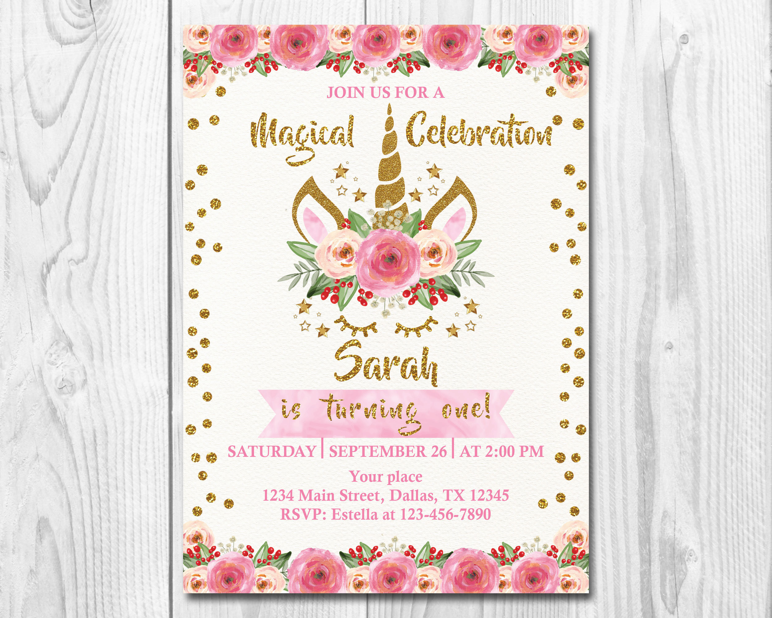 Where To Buy Birthday Invitations
 Unicorn Birthday Invitation Magical Unicorn Invite Floral