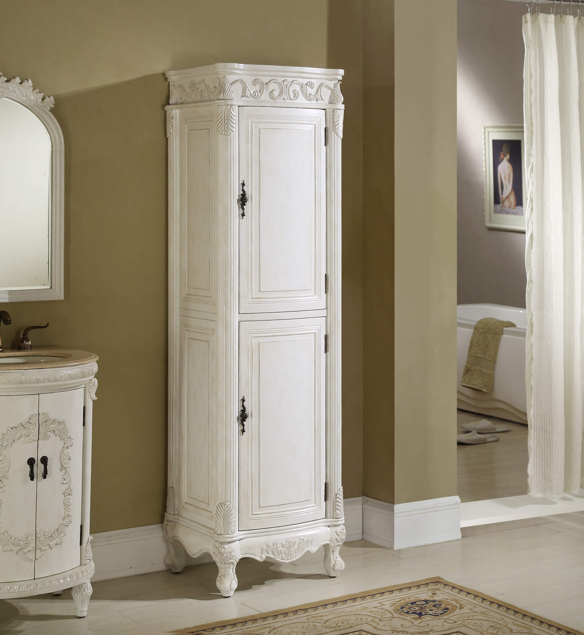 White Bathroom Linen Cabinet
 Antique White Linen Cabinet Tuscany Antique ReCreations