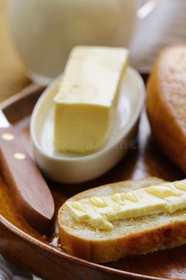 White Bread Fiber
 Butter Loaf White Bread And Milk Stock Image Image