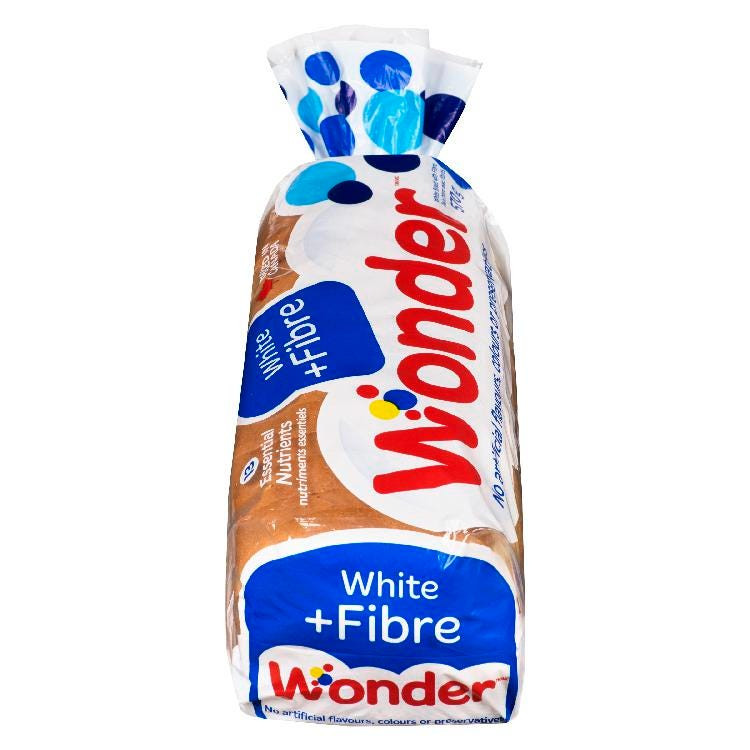 White Bread Fiber
 Wonder Bread White Plus Fibre 570G