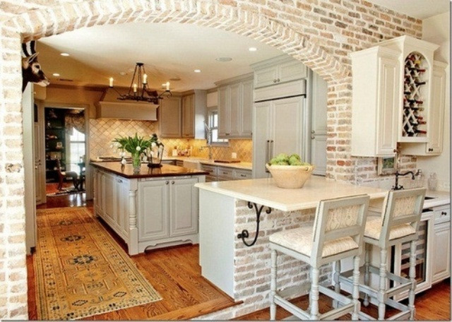 White Brick Kitchen
 74 Stylish Kitchens With Brick Walls and Ceilings