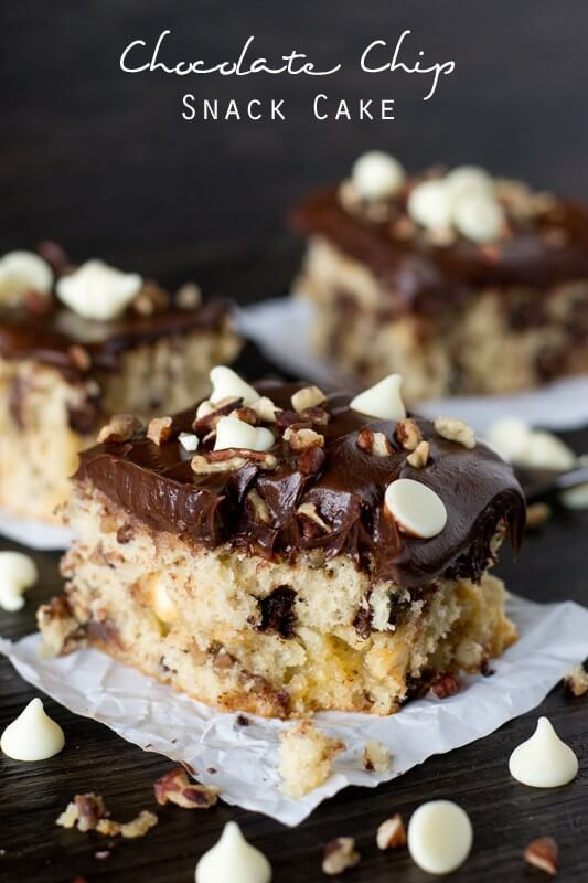 White Cake With Chocolate Chips
 Chocolate Chip Snack Cake Recipe Easy Snack Cake with Nuts