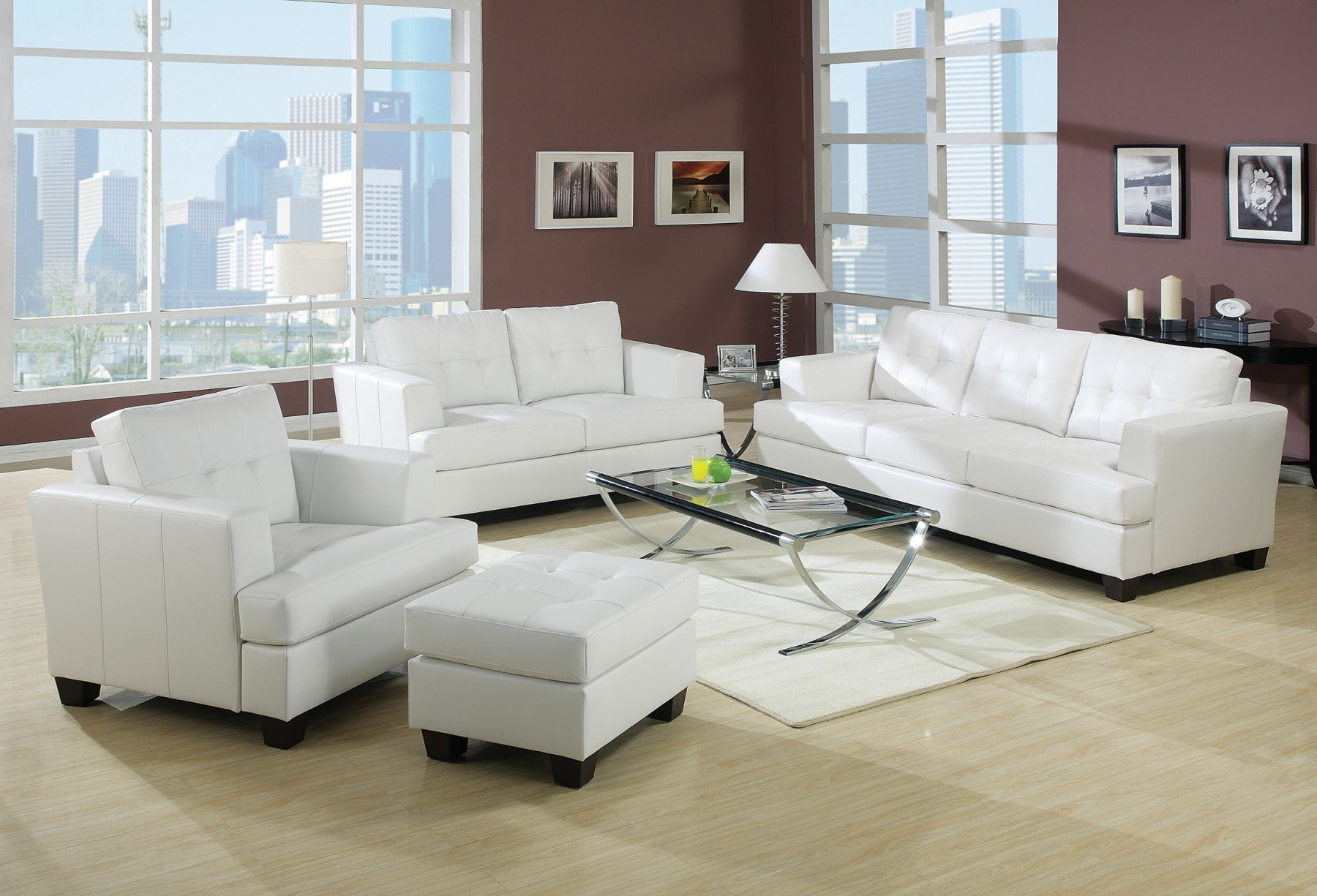 White Couch Living Room Ideas
 2pc Sofa Set White Bonded Leather Living Room