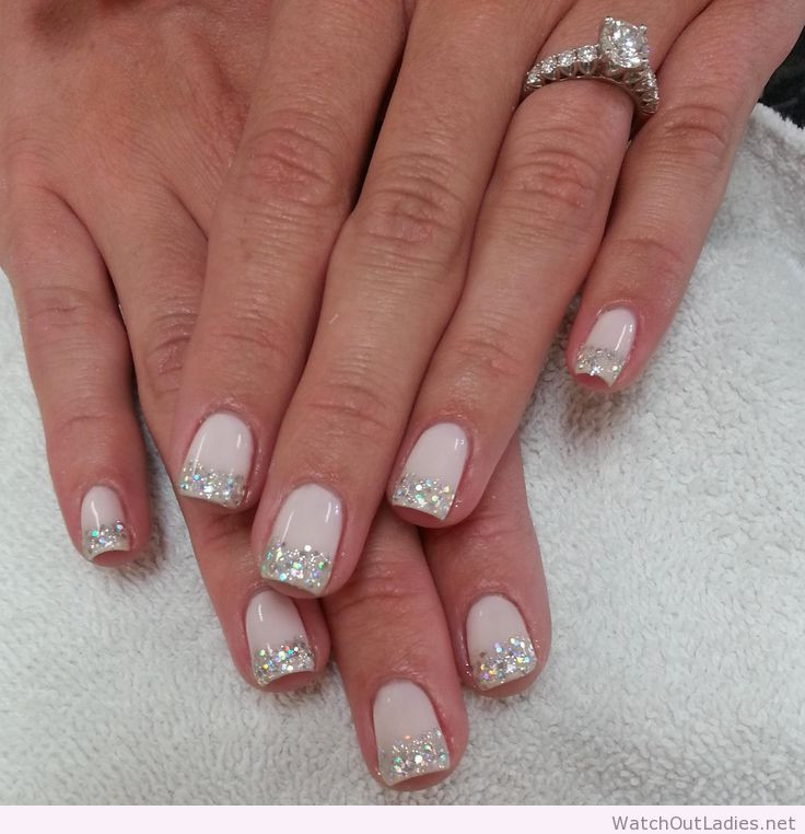 White Glitter Nails
 Botanic nails glitter tips white – Watch out La s