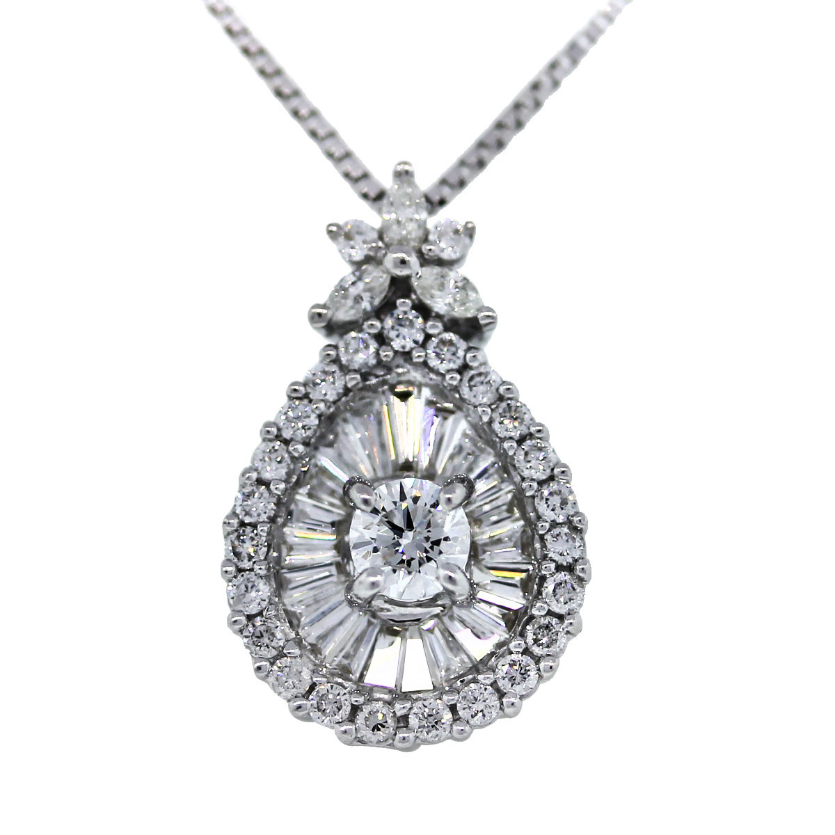 White Gold Necklace With Pendant
 14k White Gold Teardrop Diamond Necklace