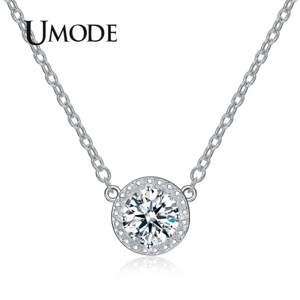 White Gold Necklace With Pendant
 Aliexpress Buy UMODE Trendy Top Round Cubic Zirconia