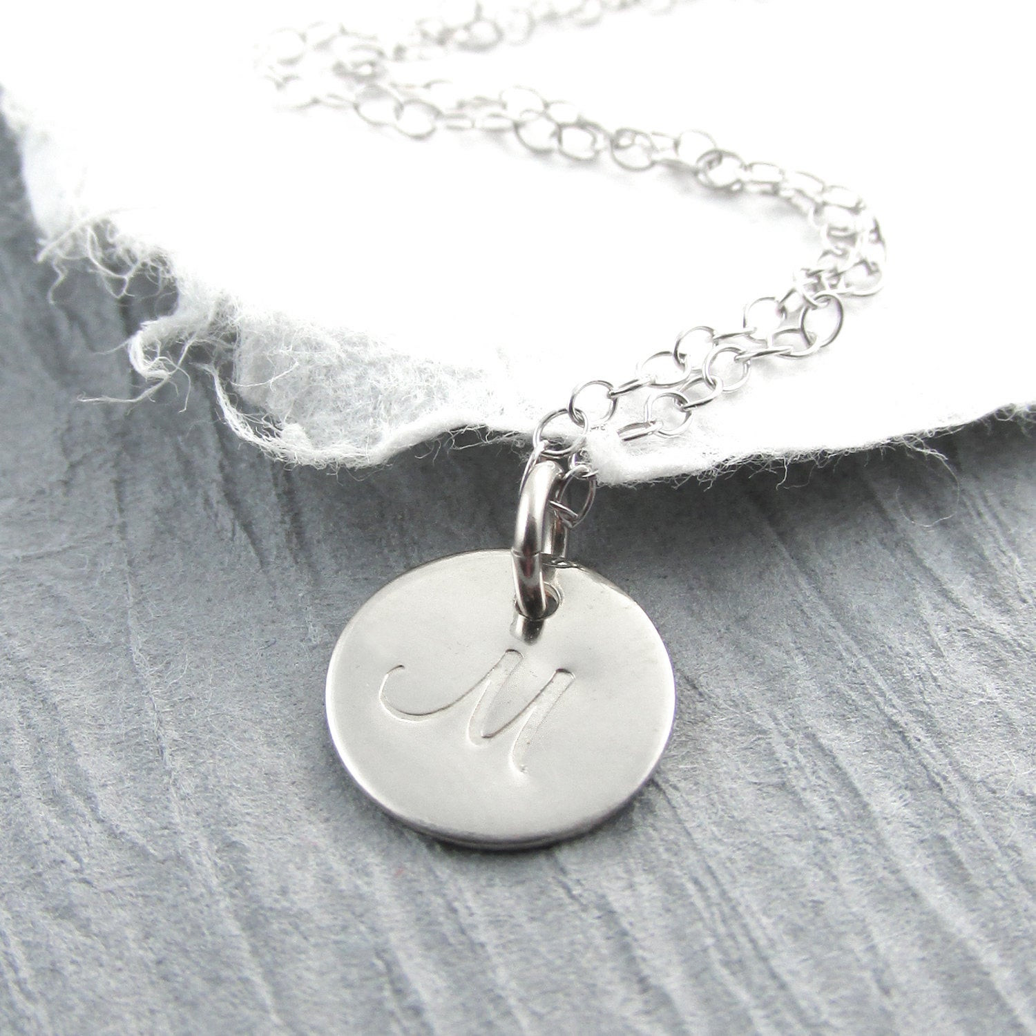 White Gold Necklace With Pendant
 14k White Gold Initial Necklace Personalized Jewelry Initial