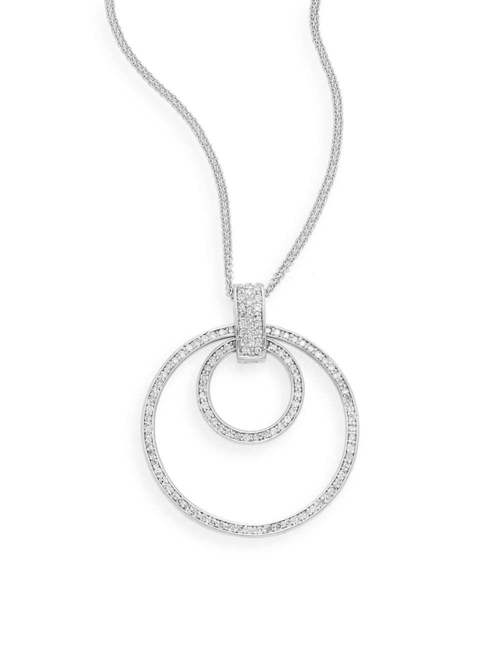 White Gold Necklace With Pendant
 Effy Diamond & 14k White Gold Double Circle Pendant