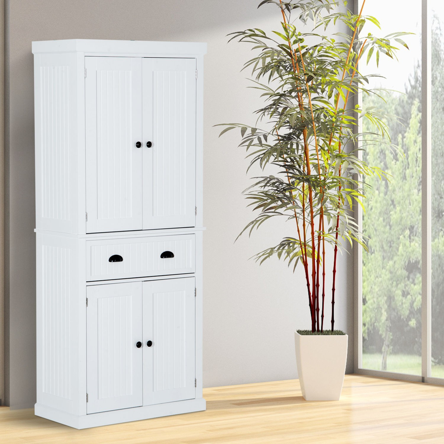 White Kitchen Pantry Freestanding
 Hom Free Standing Colonial Wood Storage Cabinet