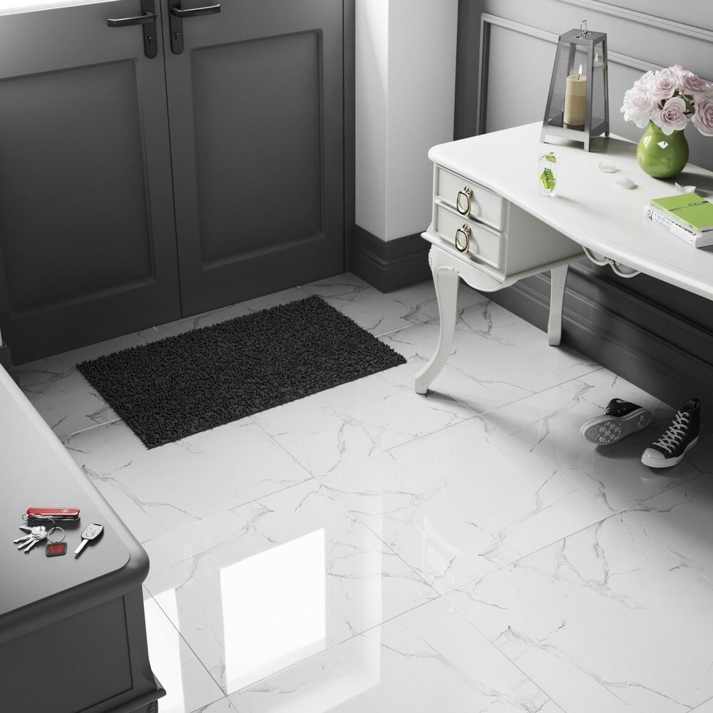 White Marble Kitchen Floor
 £19 19 m2 White Marble Effect High Gloss Porcelain Tiles