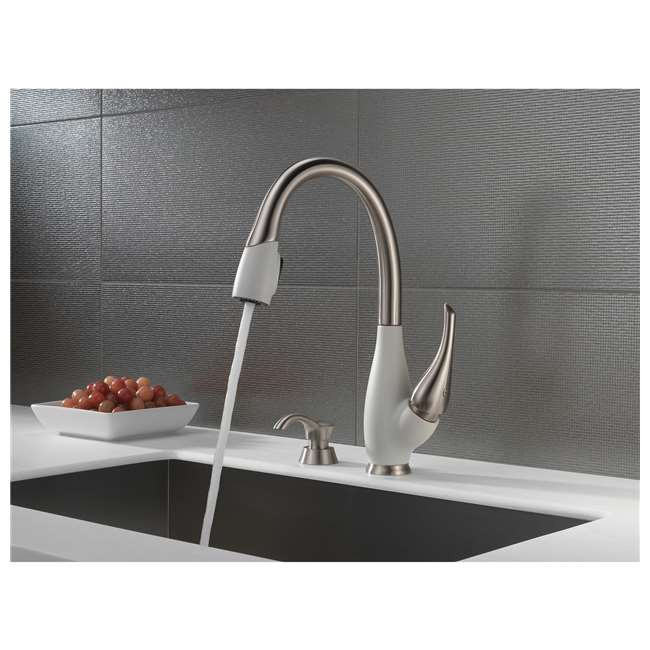 White Pull Down Kitchen Faucet
 Delta Fuse Single Handle Pull Down Kitchen Faucet