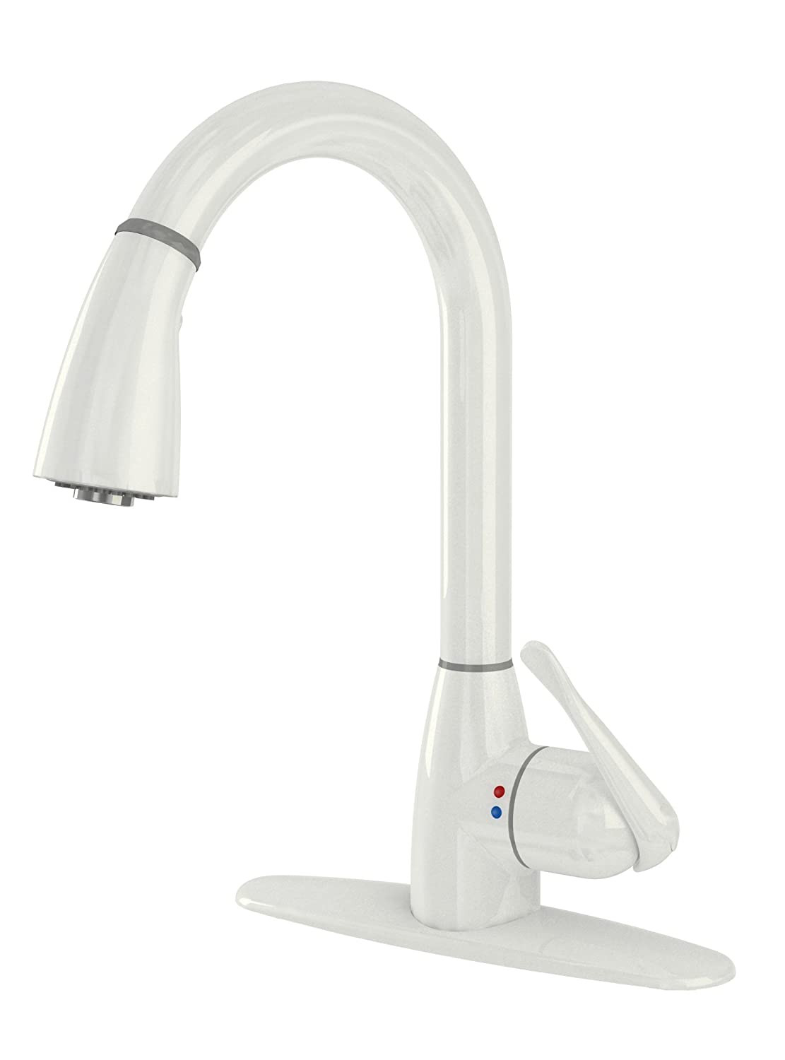 White Pull Down Kitchen Faucet
 CleanFLO 8171 Single Handle Hi Arc Pull Down Faucet White