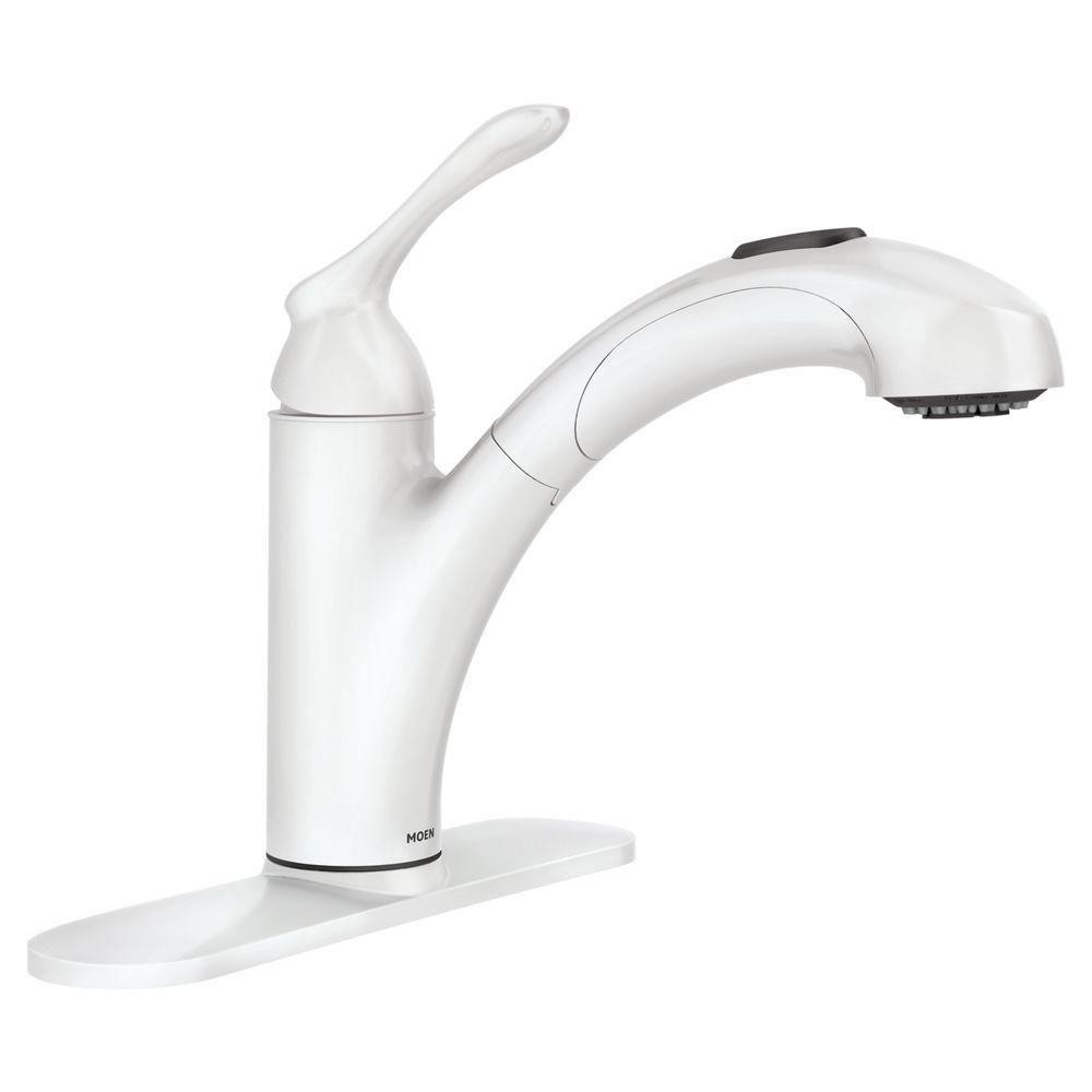 White Pull Out Kitchen Faucet
 MOEN Banbury Single Handle Pull Out Sprayer Kitchen Faucet