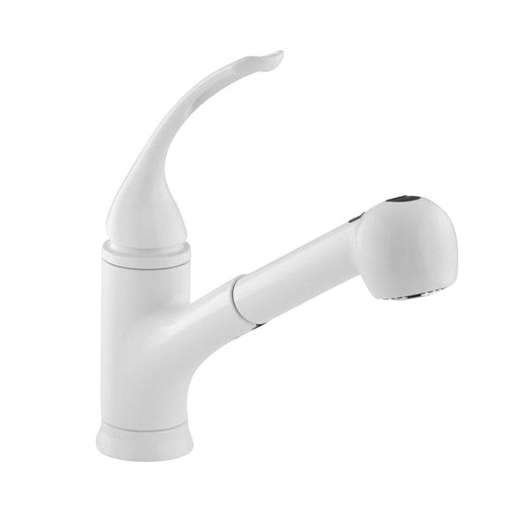 White Pull Out Kitchen Faucet
 KOHLER Coralais 1 or 3 Hole Single Handle Pull Out Sprayer