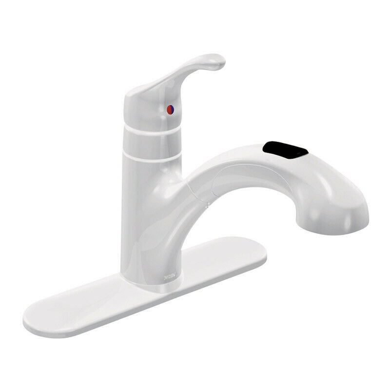 White Pull Out Kitchen Faucet
 Moen Pullout Kitchen Faucet Low Lead Single Handle Renzo