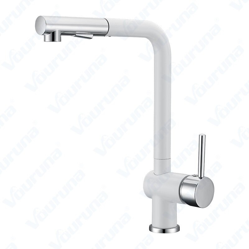 White Pull Out Kitchen Faucet
 Vouruna PullOut Kitchen Faucet White Pull out Sprayer