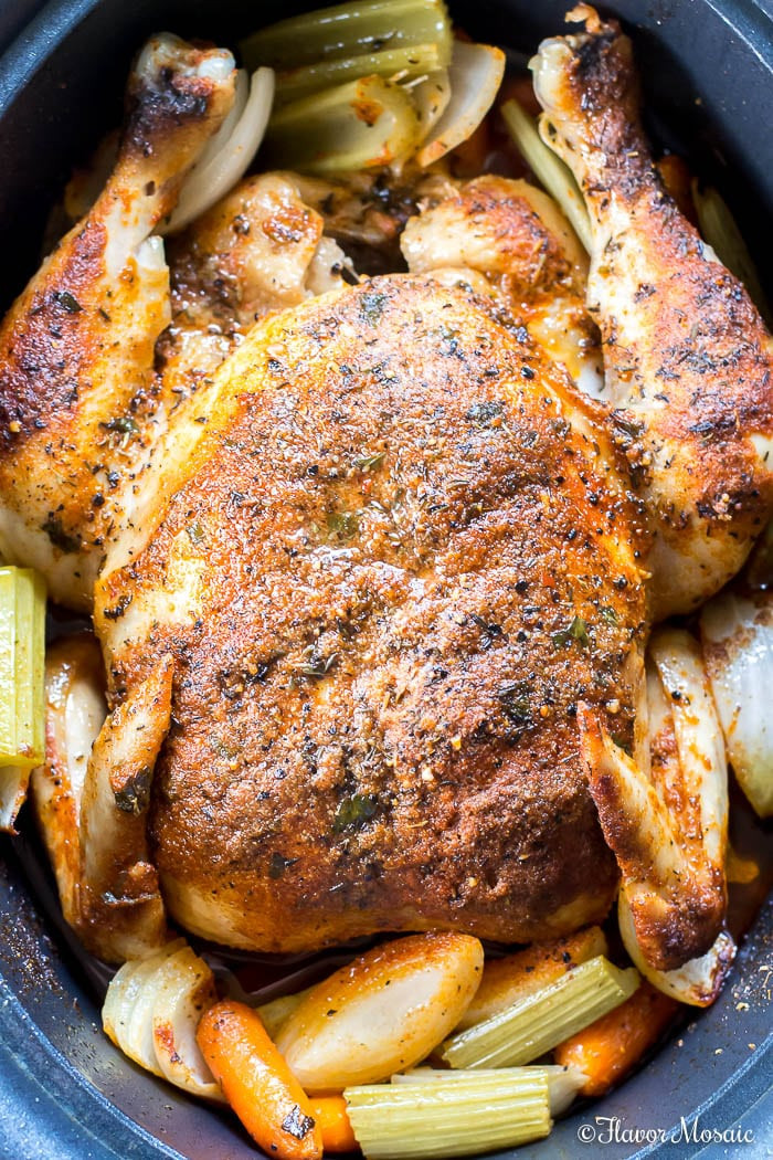 Whole Chicken Crock Pot Recipe
 Crockpot Roast Chicken A Rotisserie Seasoned Whole