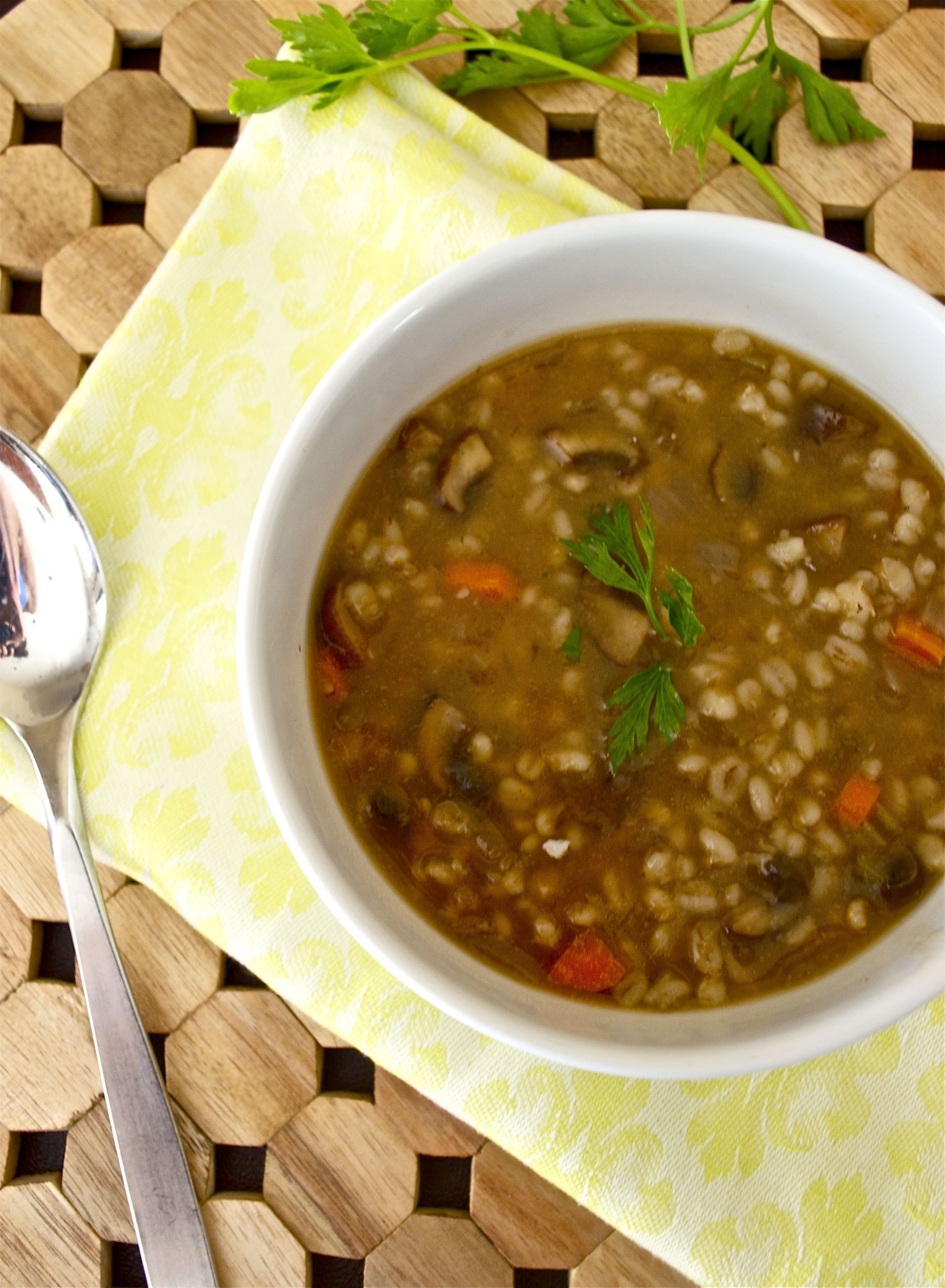 Whole Foods Mushroom Barley Soup
 Mushroom barley soup by Kangaroo Mama on instant pot in