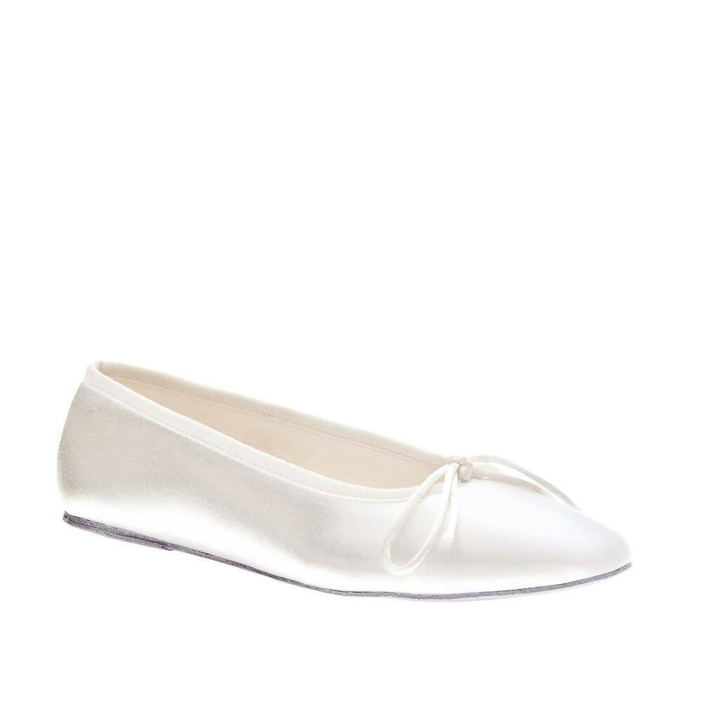 Wide Wedding Shoes
 WIDE WIDTH Women s Classic Basic White Satin Ballet Flats