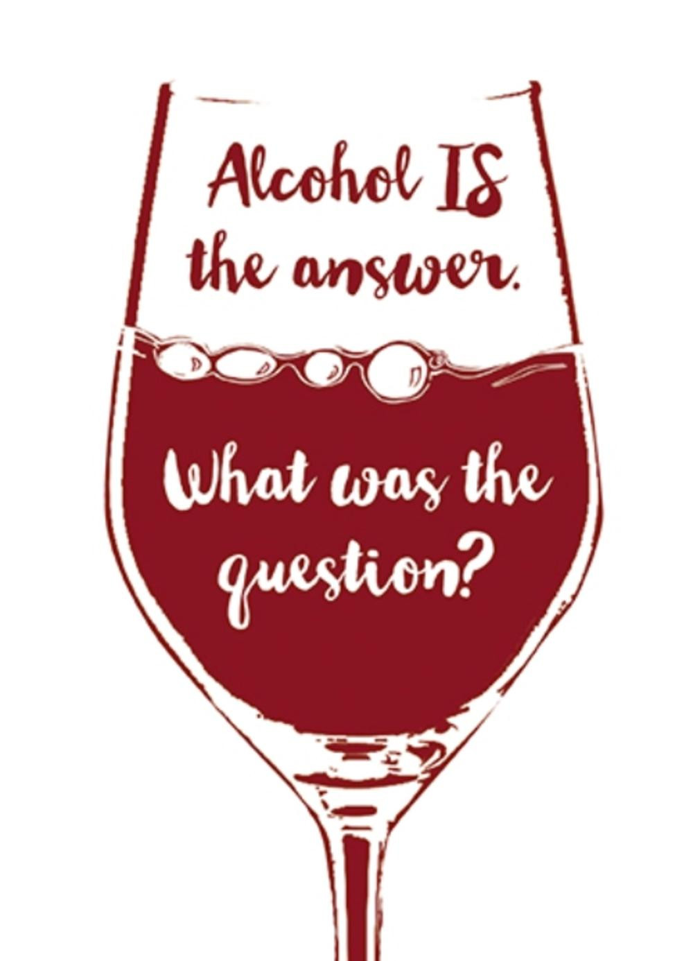 Wine Birthday Wishes
 Alcohol Is The Answer Funny Wine O clock Birthday Greeting
