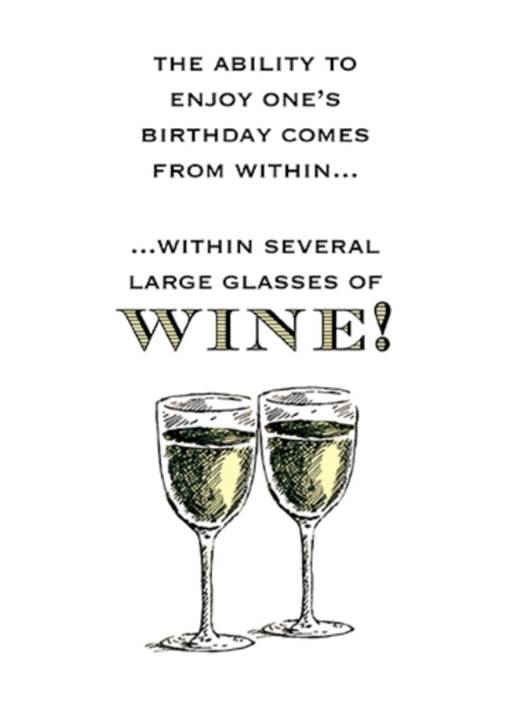 Wine Birthday Wishes
 Several Glasses Funny Wine O clock Birthday Greeting Card