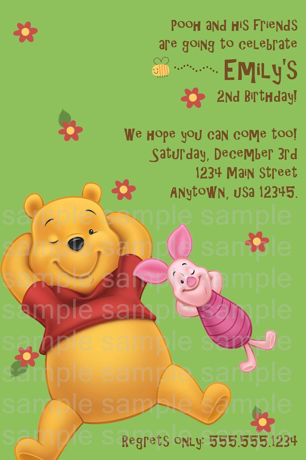 Winnie The Pooh 1st Birthday Invitations
 Winnie the Pooh Birthday Invitation by PoshPartyPrints on