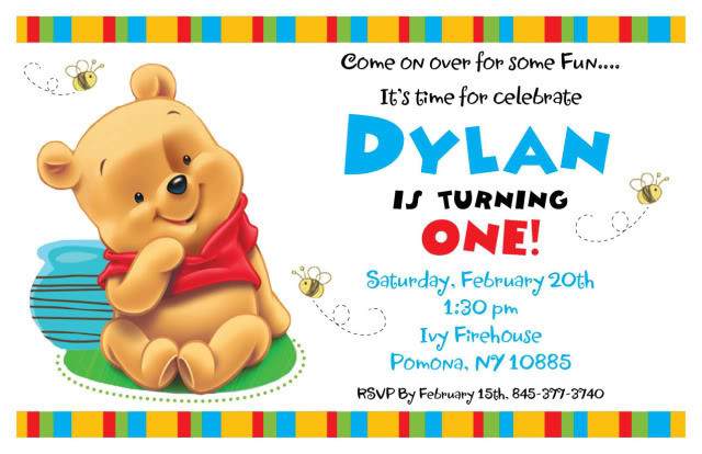 Winnie The Pooh 1st Birthday Invitations
 FREE Printable Winnie the Pooh Invitations for 1st