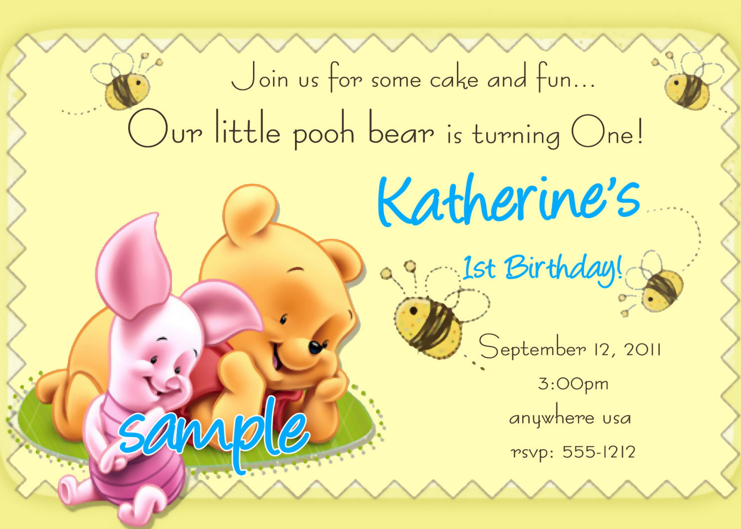 Winnie The Pooh 1st Birthday Invitations
 Winnie the Pooh 1st Birthday Invitations Printable