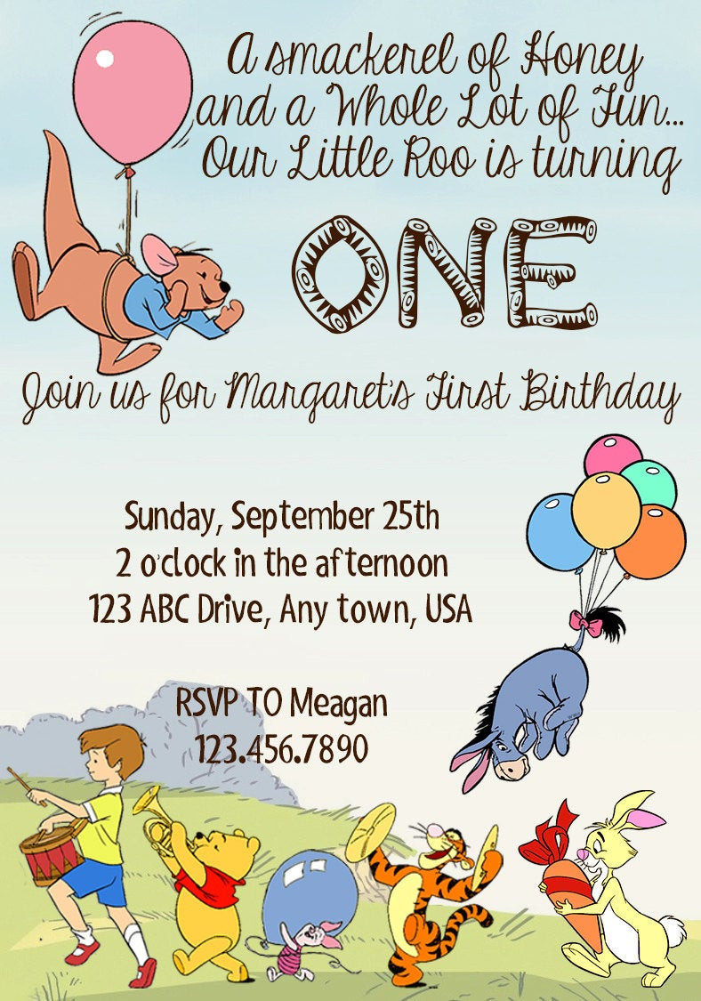 Winnie The Pooh 1st Birthday Invitations
 Winnie the Pooh Birthday Invitation by SpeckledinSunlight