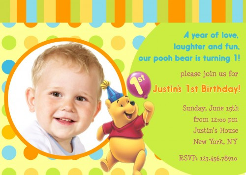 Winnie The Pooh 1st Birthday Invitations
 FREE Printable Winnie The Pooh Birthday Invitations