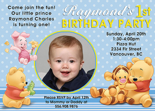 Winnie The Pooh 1st Birthday Invitations
 FREE Printable Winnie The Pooh Birthday Invitations