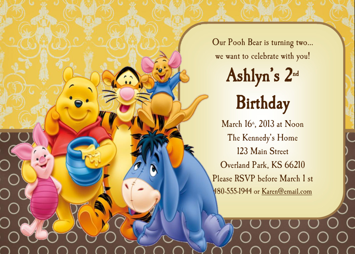 Winnie The Pooh 1st Birthday Invitations
 Winnie the Pooh Invitations for 1st Birthday – FREE