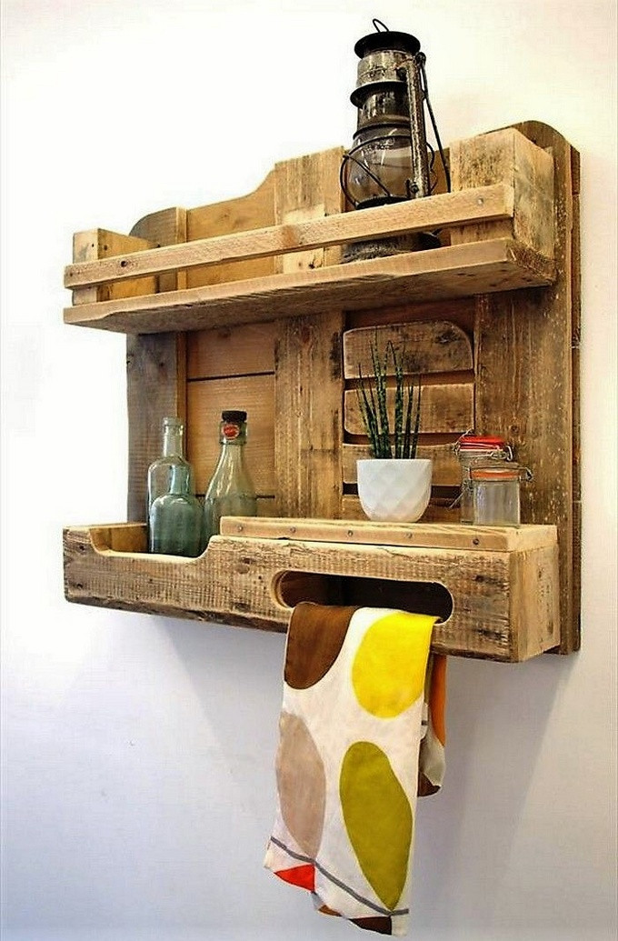 Wood Pallet Shelves DIY
 Wooden Pallets Made Kitchen Shelves