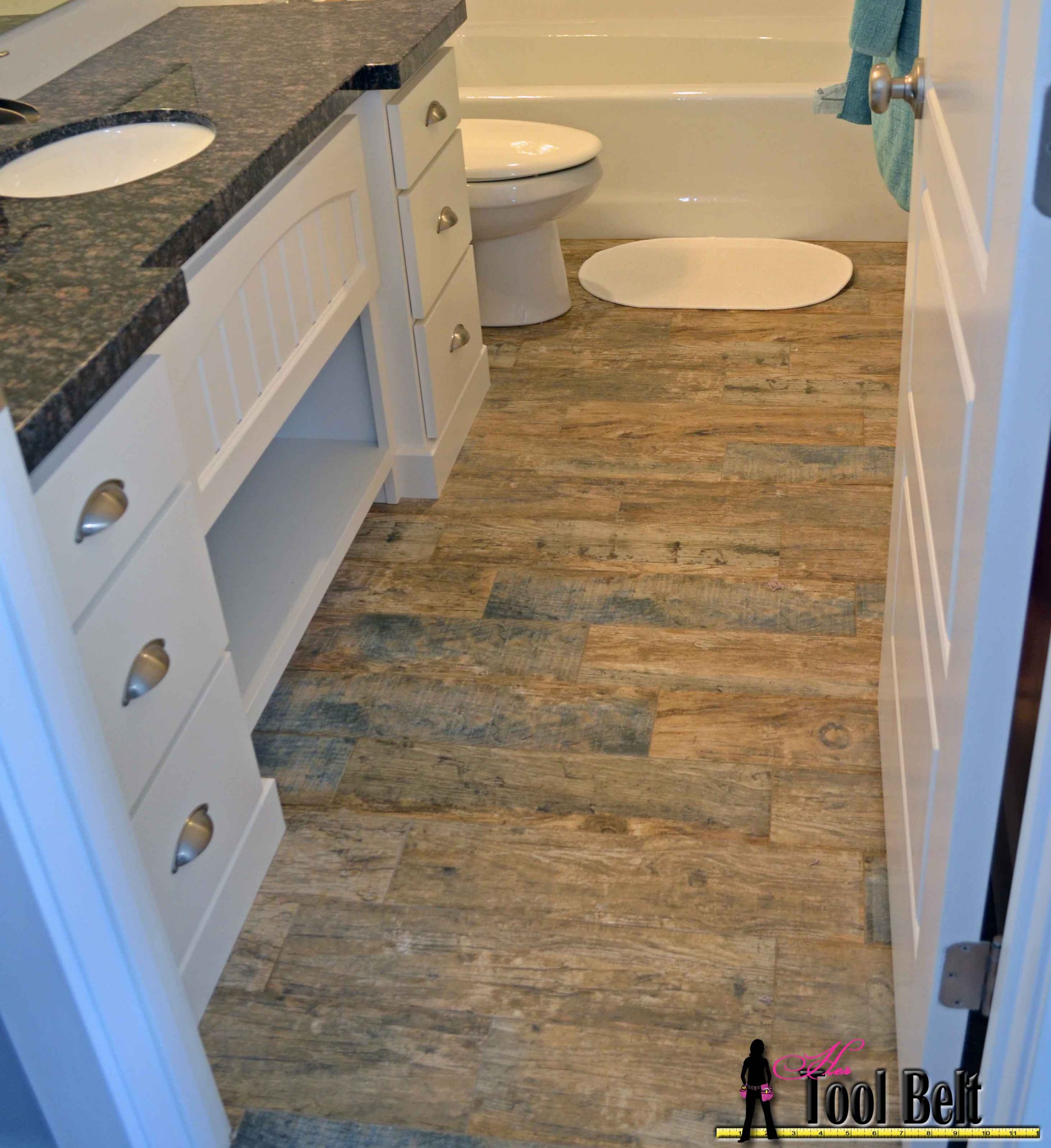 Wood Plank Tile Bathroom
 How to install Wood Tile barnwood Her Tool Belt