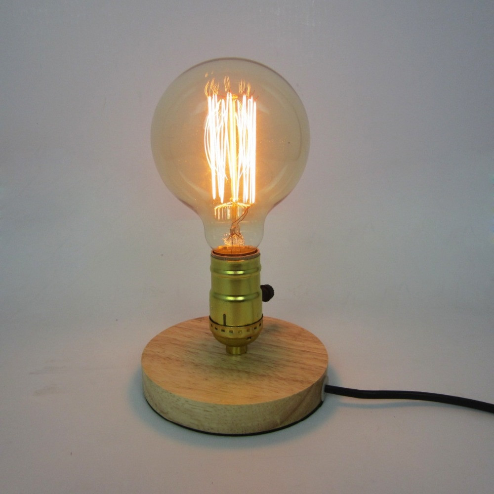 Wood Table Lamps Living Room
 European Vintage Wooden Table Lamp Light Industrial Desk