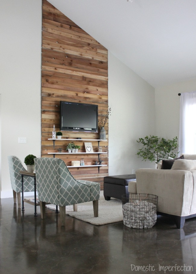 Wood Wall Living Room
 Eric and Kelsey’s Bud Living Room Makeover Domestic