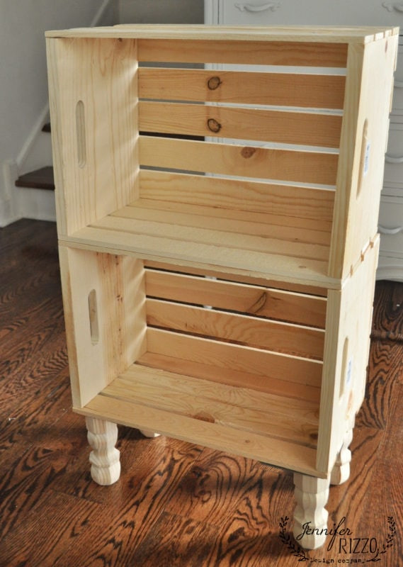 Wooden Crate Table DIY
 DIY crate side table for easy storage Jennifer Rizzo