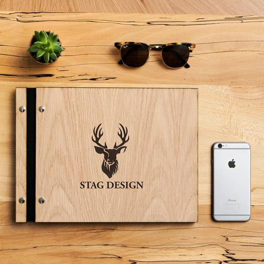 Wooden Guest Book Wedding
 Personalised wooden guest book A4 wedding book – Stag Design